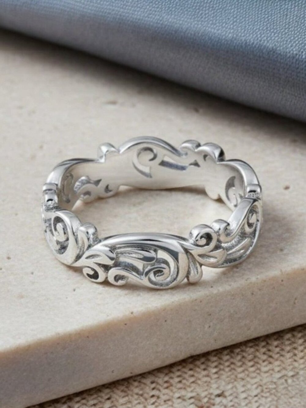 925 STERLING SILVER Open Work Swirls 5.3 (mm) Band Ring Sizes 2-13 - Picture 5 of 16
